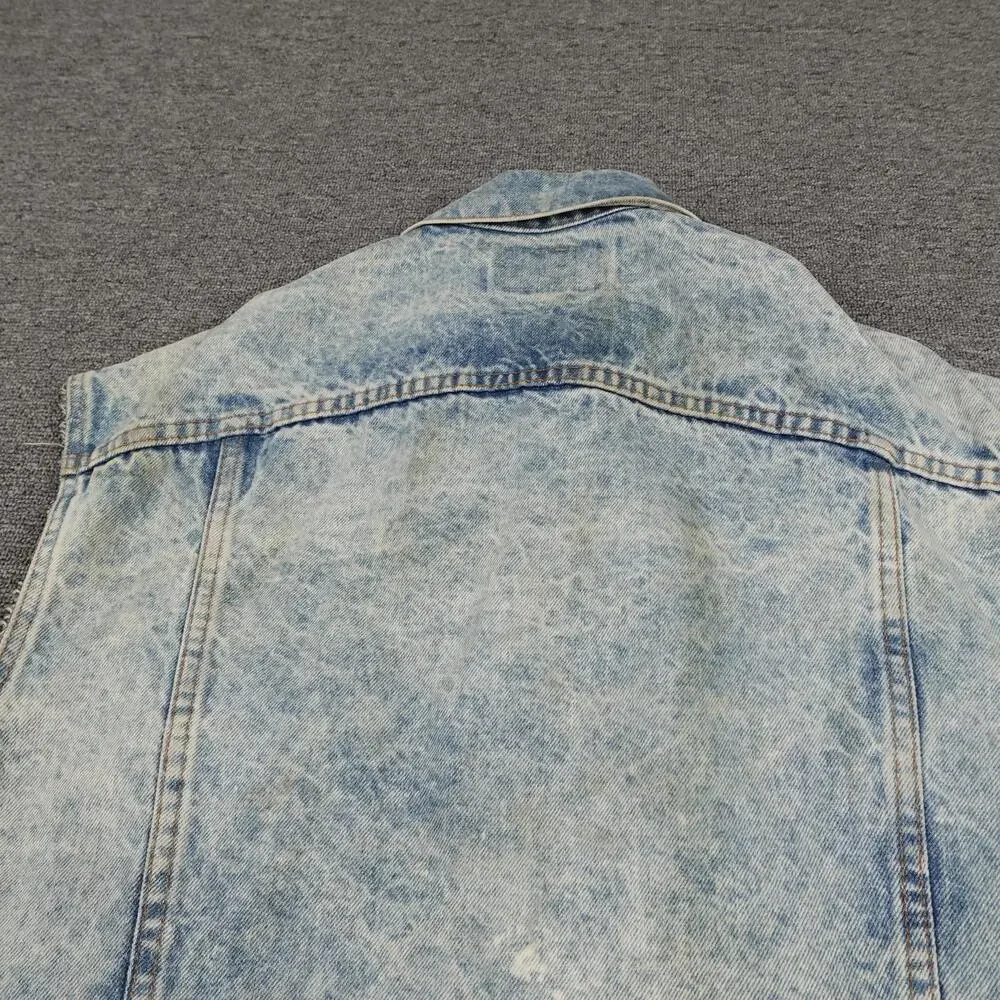 Vintage Levi's Vest Mens Large Light Blue Denim Cutoff Trucker Biker USA 80s